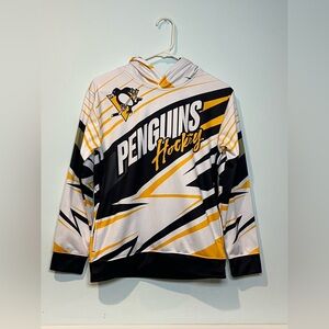 NHL Pittsburgh Penguins Youth Pullover Hoodie White Black & Gold Size Med 10/12